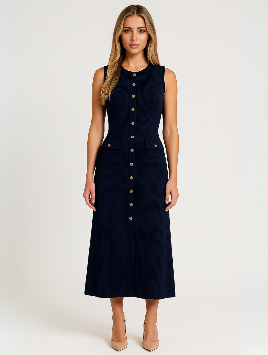 Marilyn | Elegant Midi Dress with Buttons