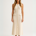 Marilyn | Elegant Midi Dress with Buttons - Ivory