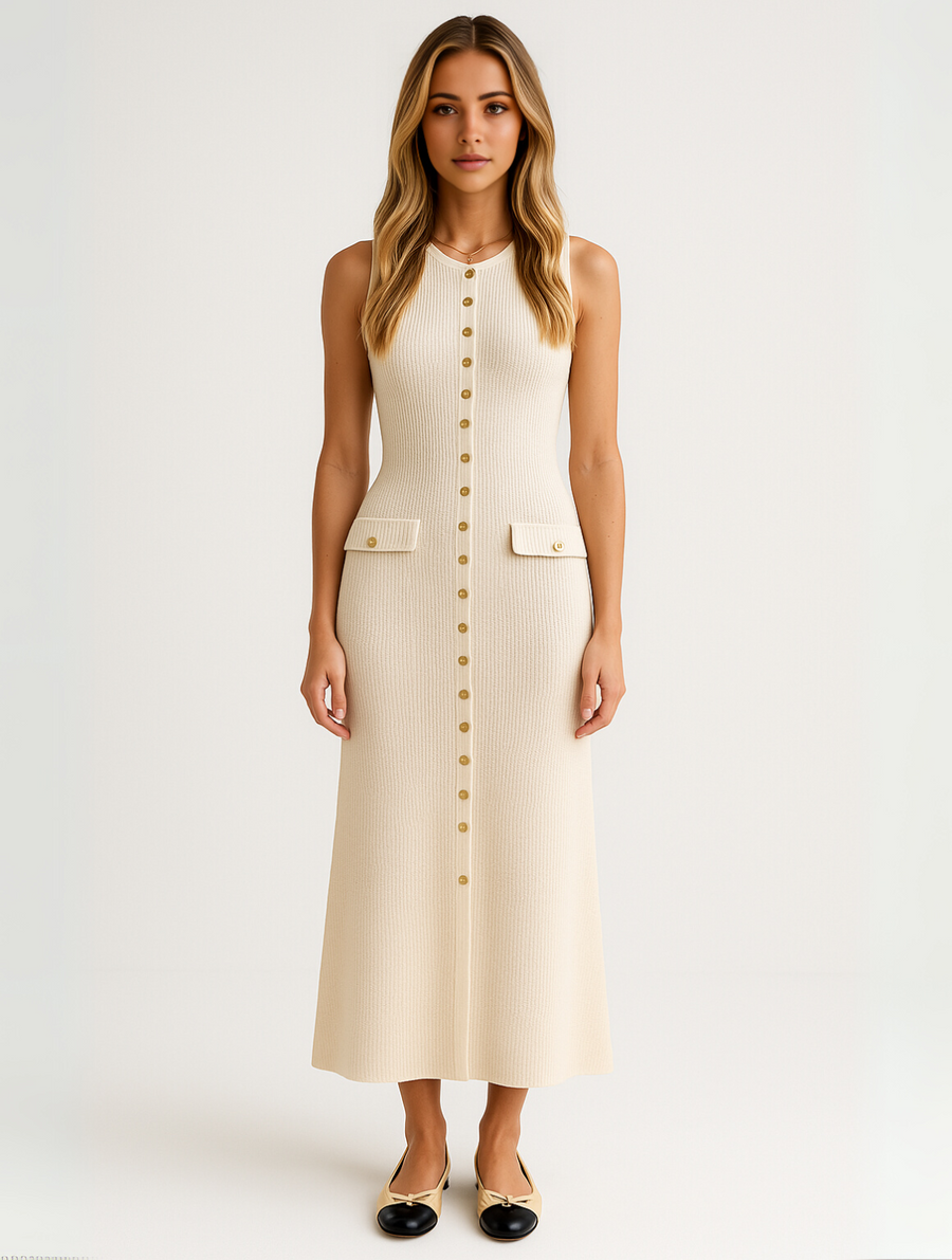 Marilyn | Elegant Midi Dress with Buttons