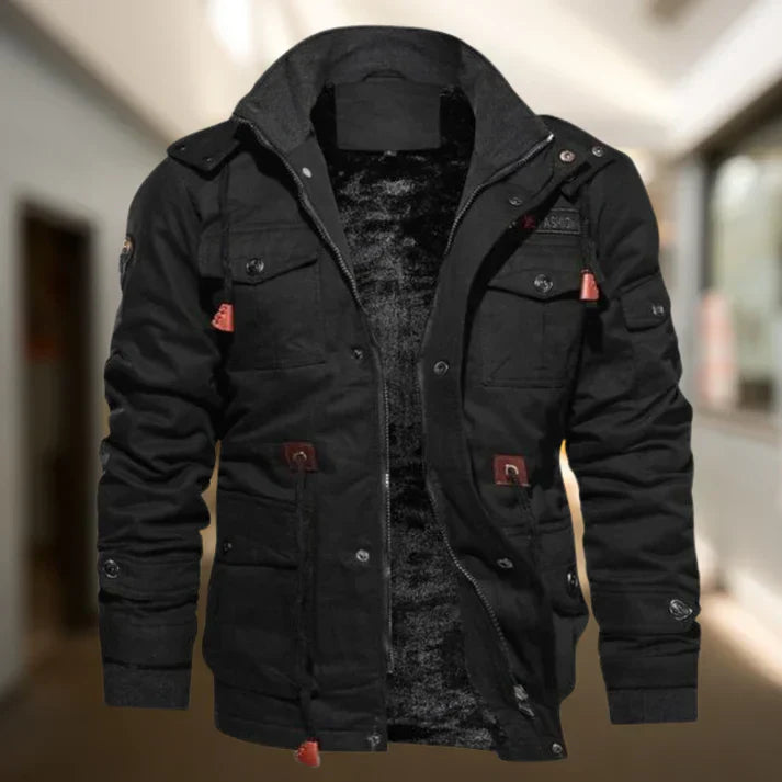 Preston | Men's Hooded Military Jacket in Luxe Fabric