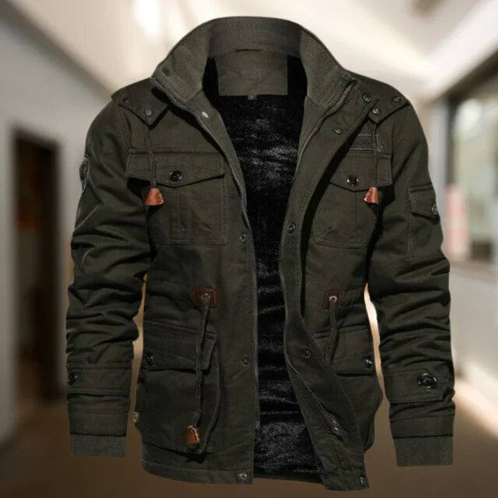Preston | Men's Hooded Military Jacket in Luxe Fabric