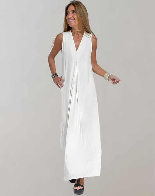 Christina V-Neck Maxi Dress in Luxurious Summer Elegance