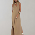 Christina V-Neck Maxi Dress in Luxurious Summer Elegance - Brown