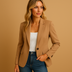Sienna | Women's Tailored Fitted Blazer - Brown
