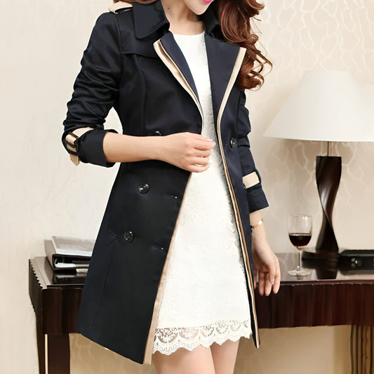 Linda | Women's Double-Breasted Trench Coat in Classic Beige