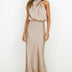 Joan | Elegant Midi Dress in Luxe Fabric - Khaki