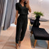 Alexandra | Elegant Printed V-Neck Set - Black