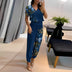 Alexandra | Elegant Printed V-Neck Set - Blue