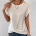 Amber | Women's Twist Front Waffle Knit Top - Beige