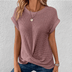 Amber | Women's Twist Front Waffle Knit Top - Pink