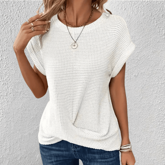 Amber | Women's Twist Front Waffle Knit Top