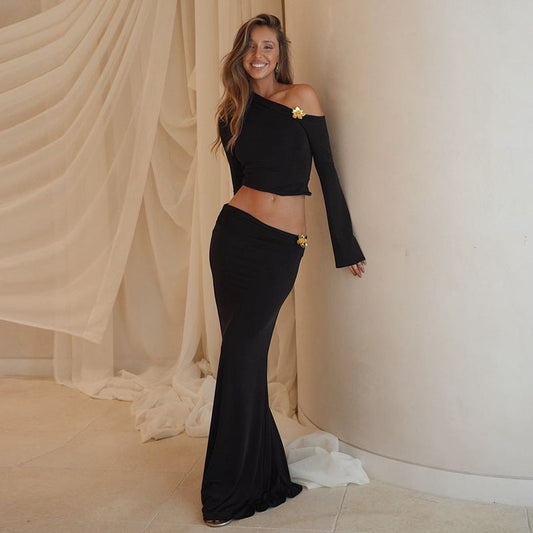 Angela | One Shoulder Maxi Skirt Set