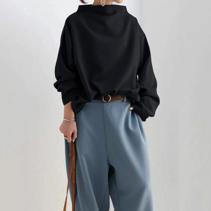 Angela | Women's Oversized Funnel Neck Top in Luxe Fabric