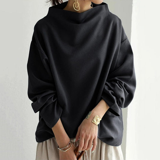 Angela | Women's Oversized Funnel Neck Top in Luxe Fabric