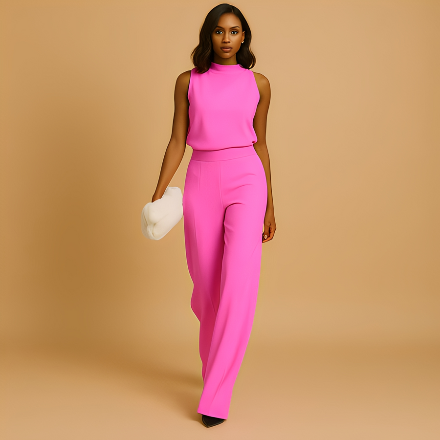 Ava | Women's High Neck Sleeveless Two-Piece Pant Set
