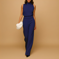 Ava | Women's High Neck Sleeveless Two-Piece Pant Set