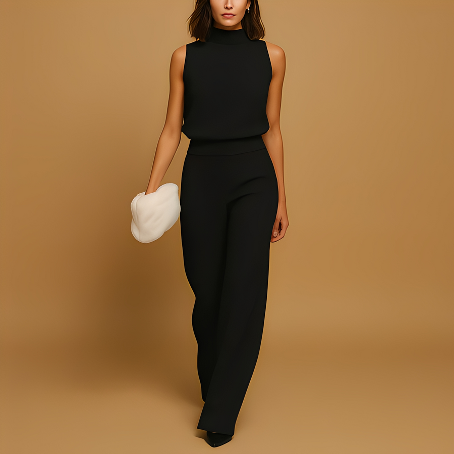 Ava | Women's High Neck Sleeveless Two-Piece Pant Set