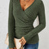 Barbara | Women's Long Sleeve V-Neck Wrap Top - Green