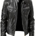 Clarence | Men's Slim Fit Faux Leather Racer Jacket - Black