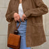 Sophie | Women's Oversized Suede Style Jacket - Coffee Brown