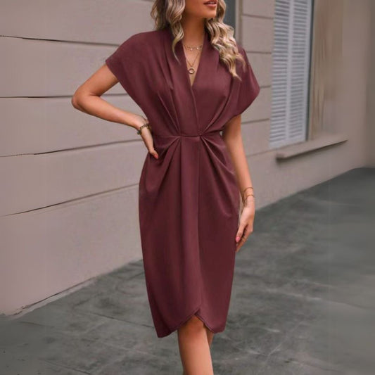 Denise | Elegant Draped Midi Dress