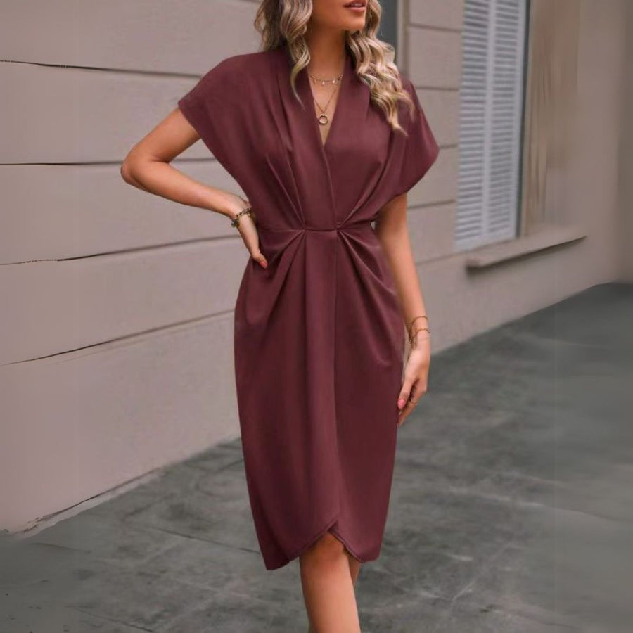 Denise | Elegant Draped Midi Dress