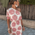 Melinda | Elegant Summer Mini Dress in Bold Prints - Beige