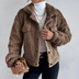 Mandy | Women's Button-Down Sherpa Jacket - Brown