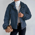 Mandy | Women's Button-Down Sherpa Jacket - Dark Blue