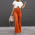 Stine | Chic High-Waist Flared Pants - Sunset Orange