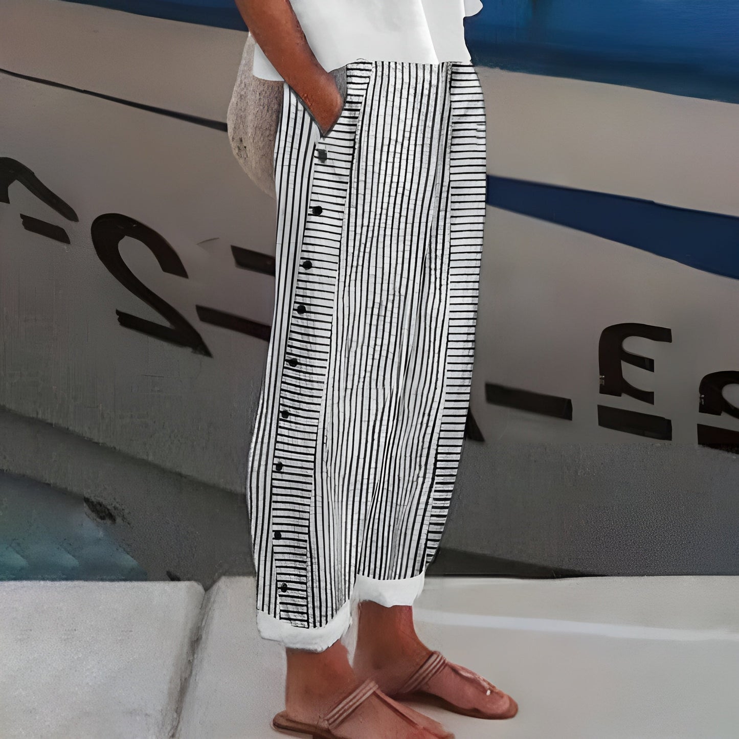Debra | Women's High-Waisted Striped Trousers