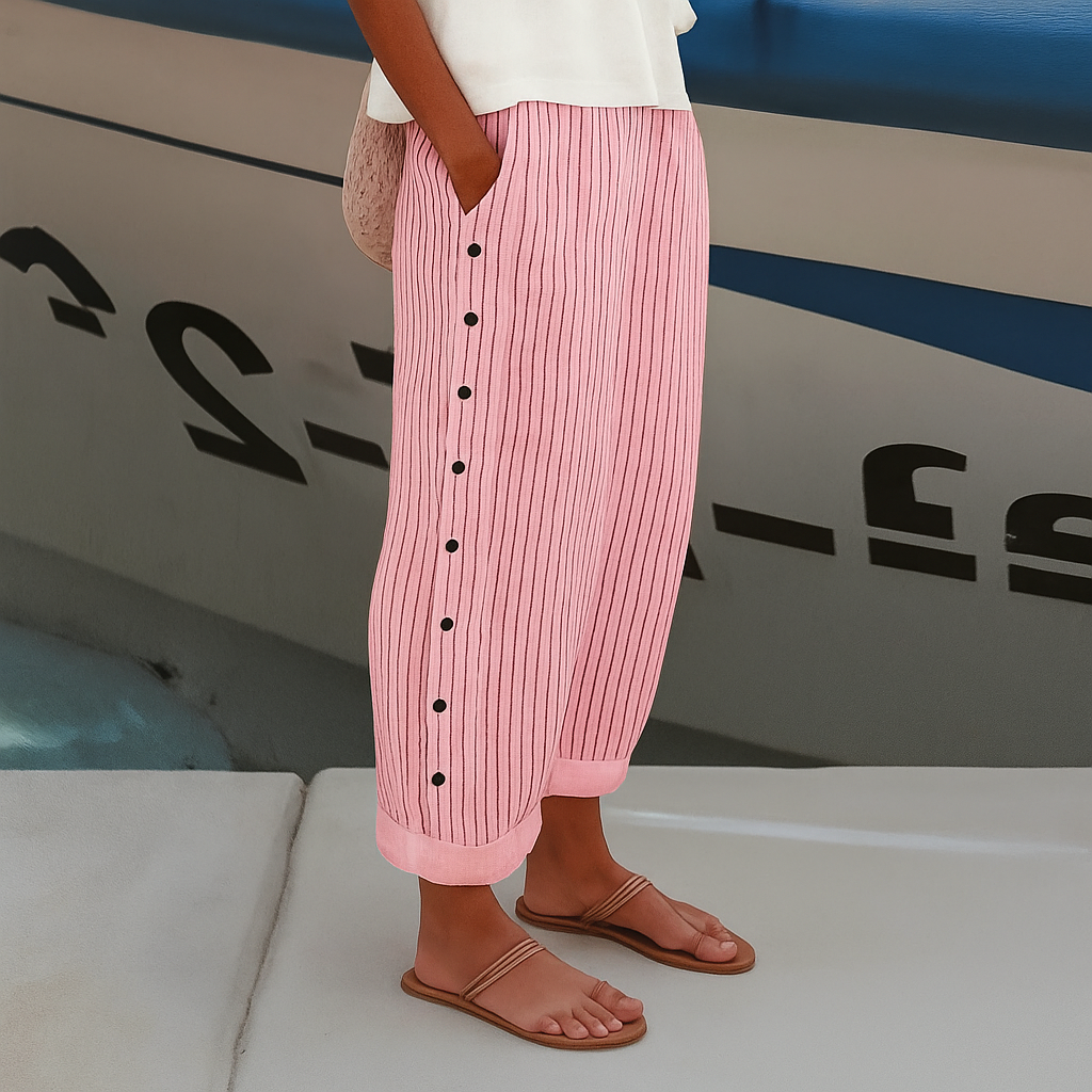 Debra | Women's High-Waisted Striped Trousers