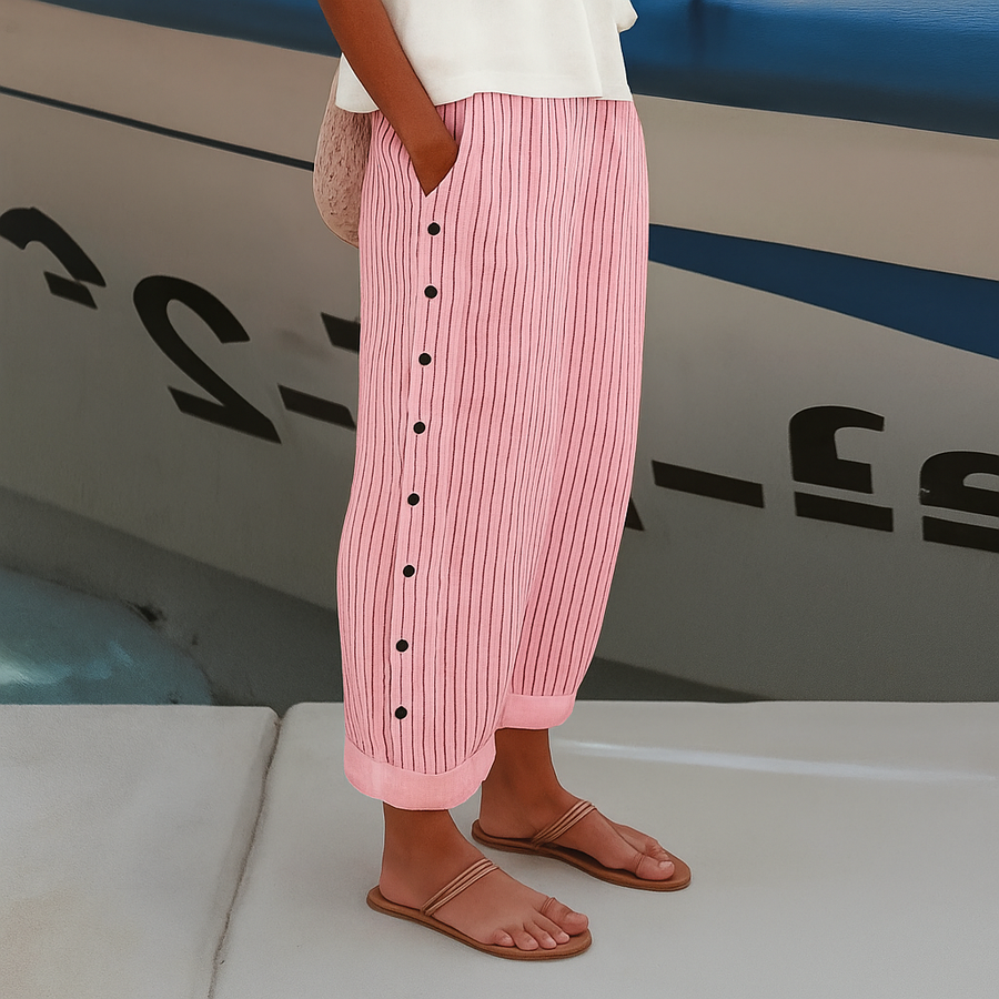 Debra | Women's High-Waisted Striped Trousers