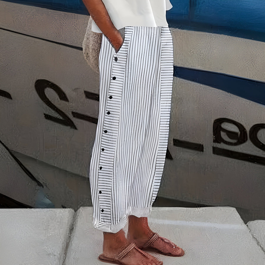 Debra | Women's High-Waisted Striped Trousers