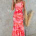 Katherine | Elegant Floral Midi Dress for Warm Days - Red
