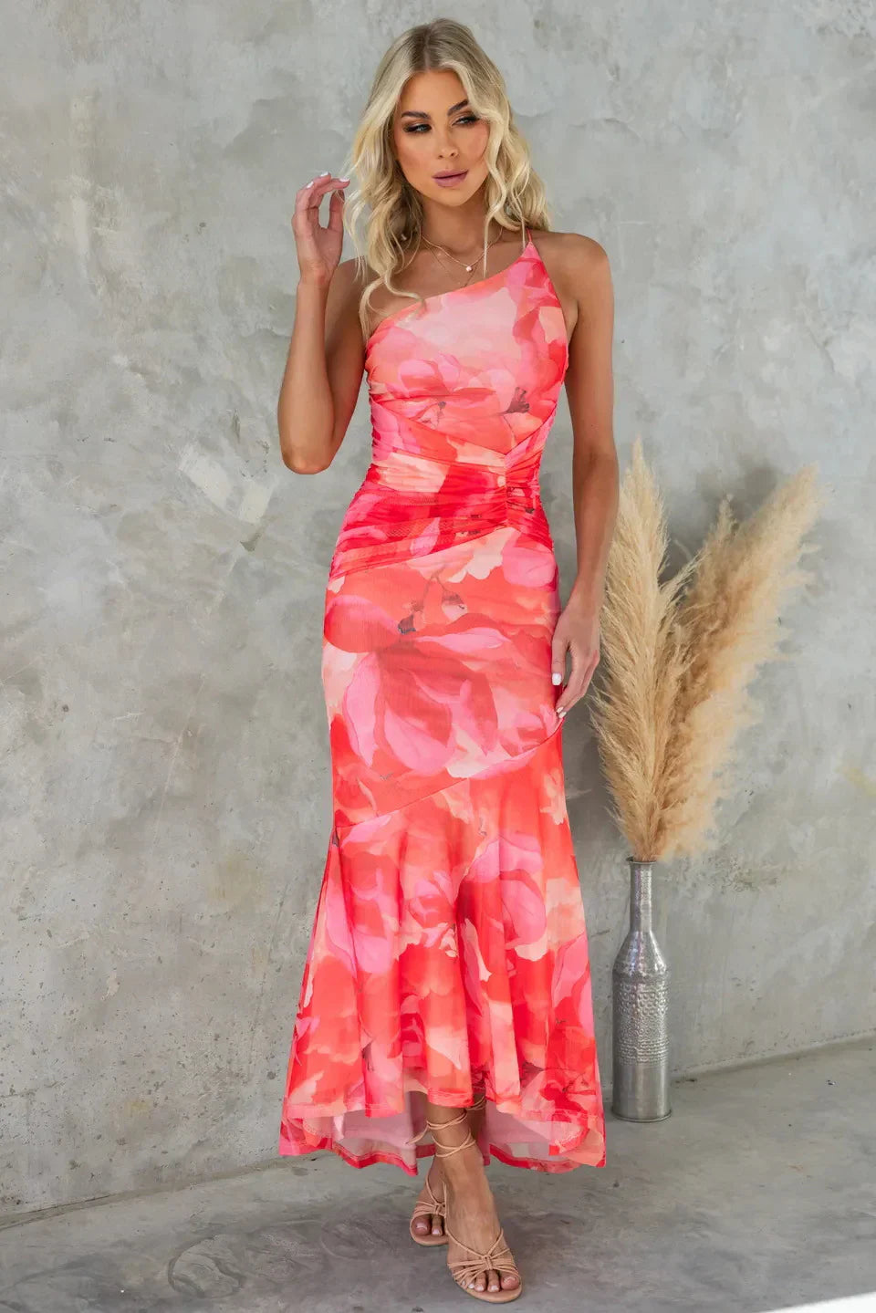 Katherine | Elegant Floral Midi Dress for Warm Weather