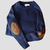 Floyd | Men's Crew Neck Sweater with Elbow Patches - Blue