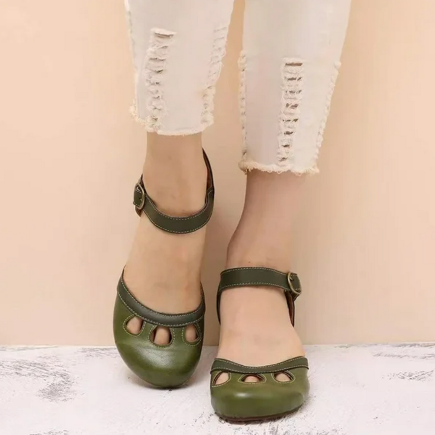 Casey | Orthopedic Ankle Strap Heels in Luxe Leather