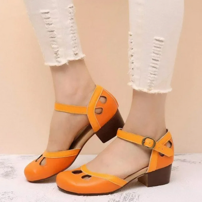 Casey | Orthopedic Ankle Strap Heels in Luxe Leather
