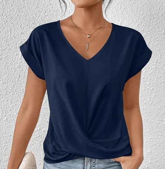 Hallie | Women's V-Neck Short Sleeve Twist Front Top