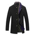 Alan | Men's Mandarin Collar Mid-Length Overcoat - Black