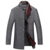 Alan | Men's Mandarin Collar Mid-Length Overcoat - Gray