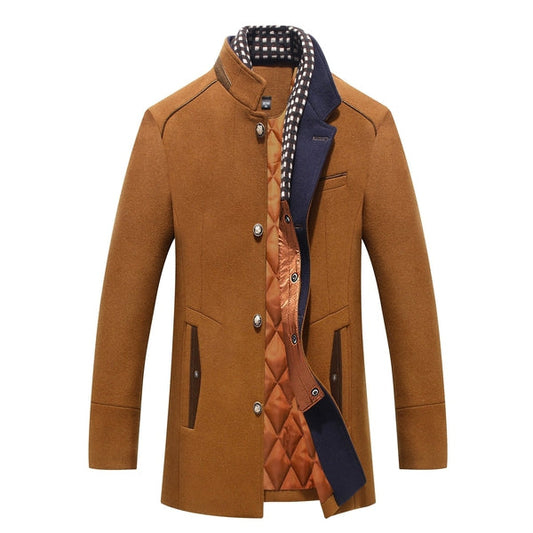 Alan | Men's Mandarin Collar Mid-Length Overcoat