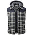 Miles | Men's Hooded Plaid Puffer Vest - Black