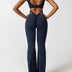 Judith | Women's Flare Leg Activewear Jumpsuit - Dark Blue