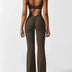 Judith | Women's Flare Leg Activewear Jumpsuit - Coffee