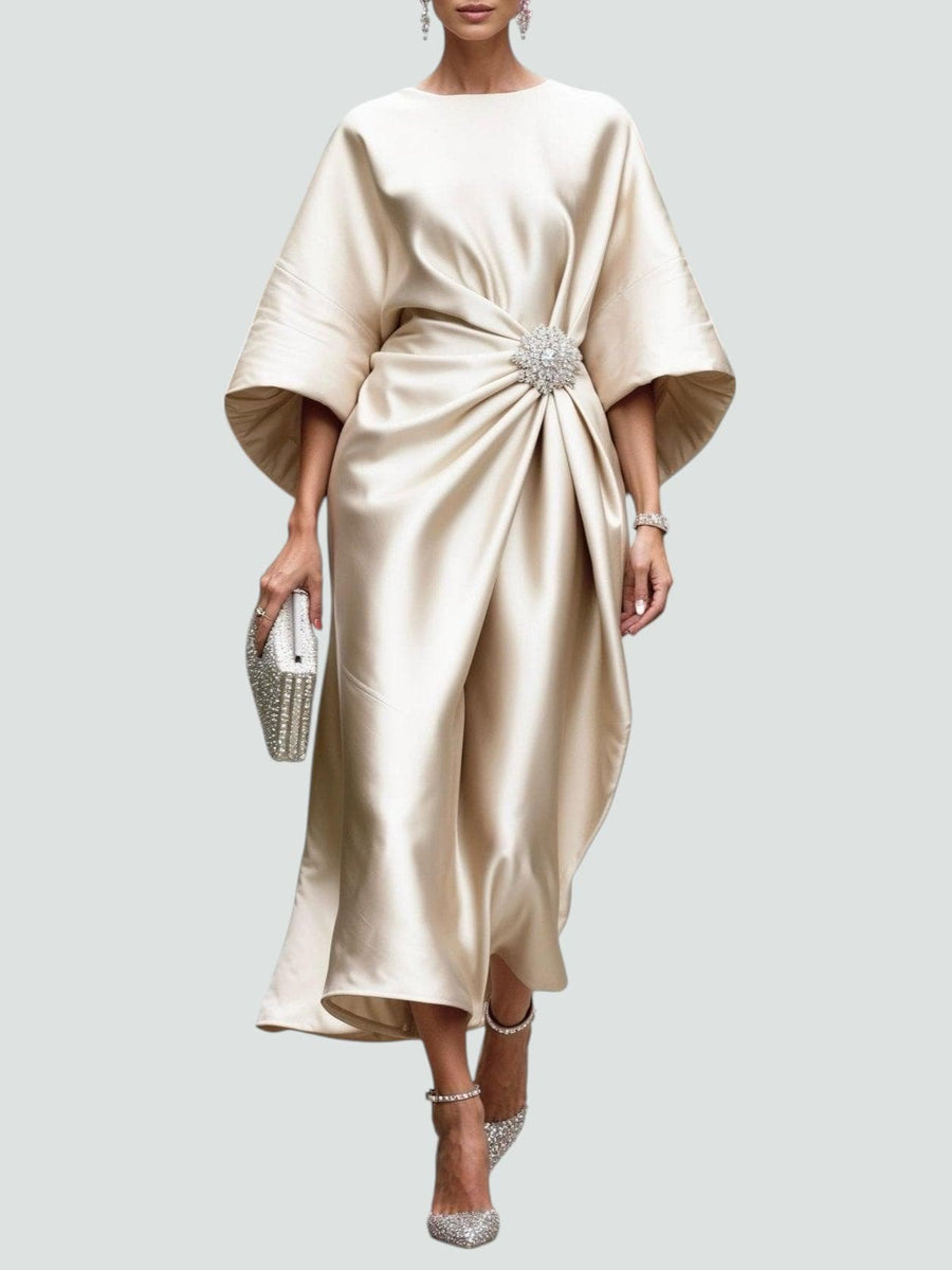 Kay | Women's Wrap Midi Dress in Luxe Fabric