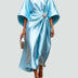 Kay | Women's Wrap Midi Dress in Luxe Fabric - Light Blue