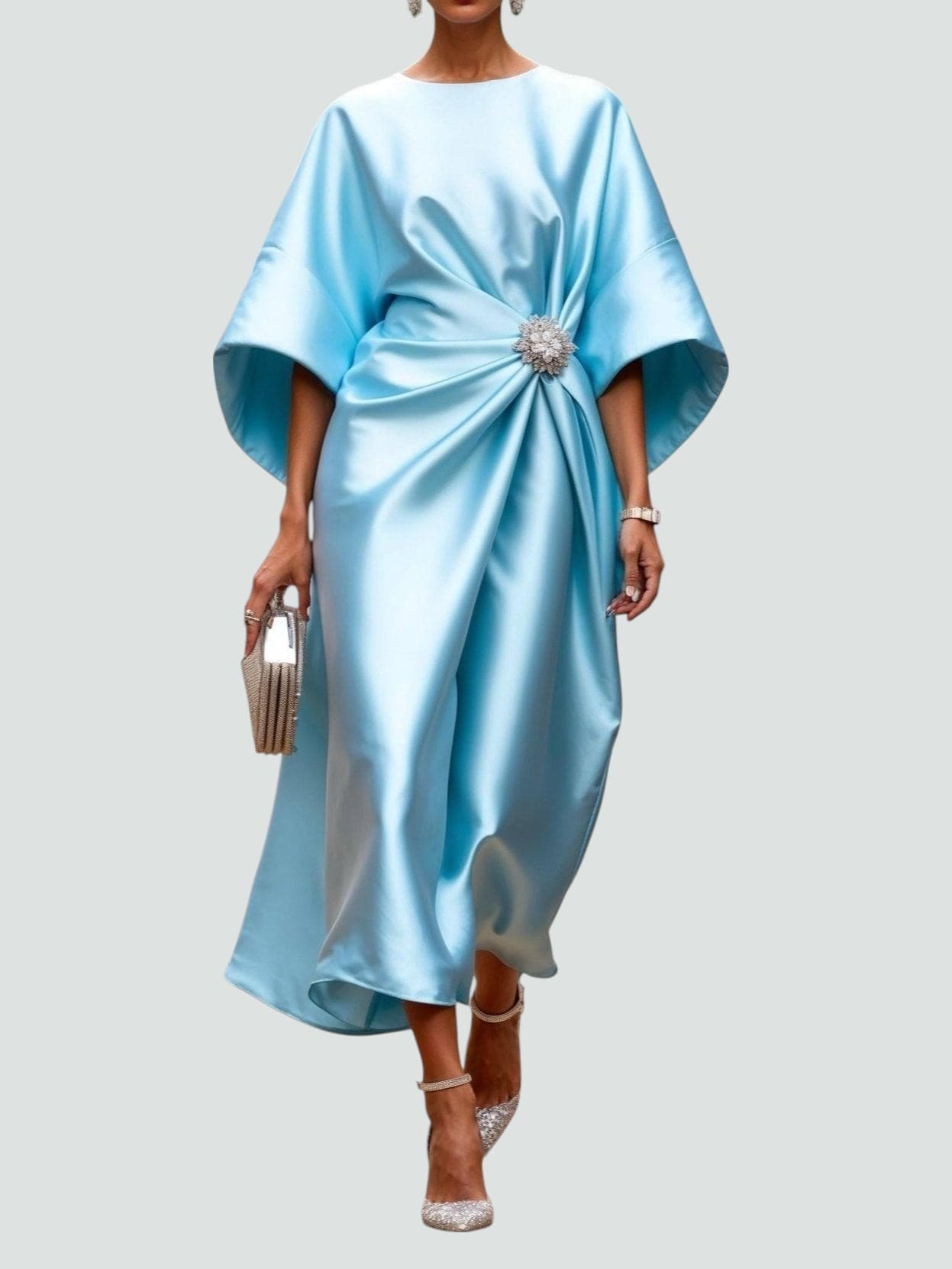 Kay | Women's Wrap Midi Dress in Luxe Fabric