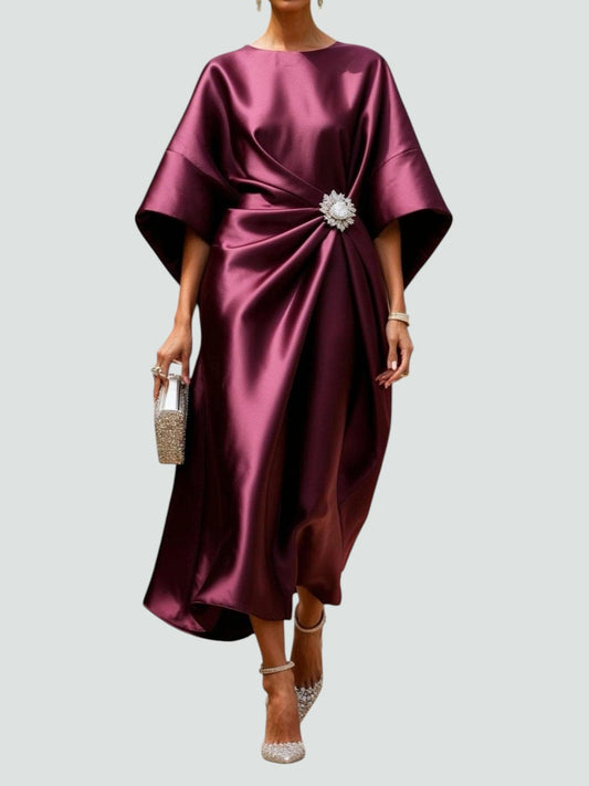 Kay | Women's Wrap Midi Dress in Luxe Fabric